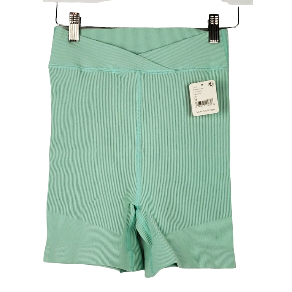 Free People NWT Free Throw and Go Ribbed Bikeshort Size Small in Turquoise